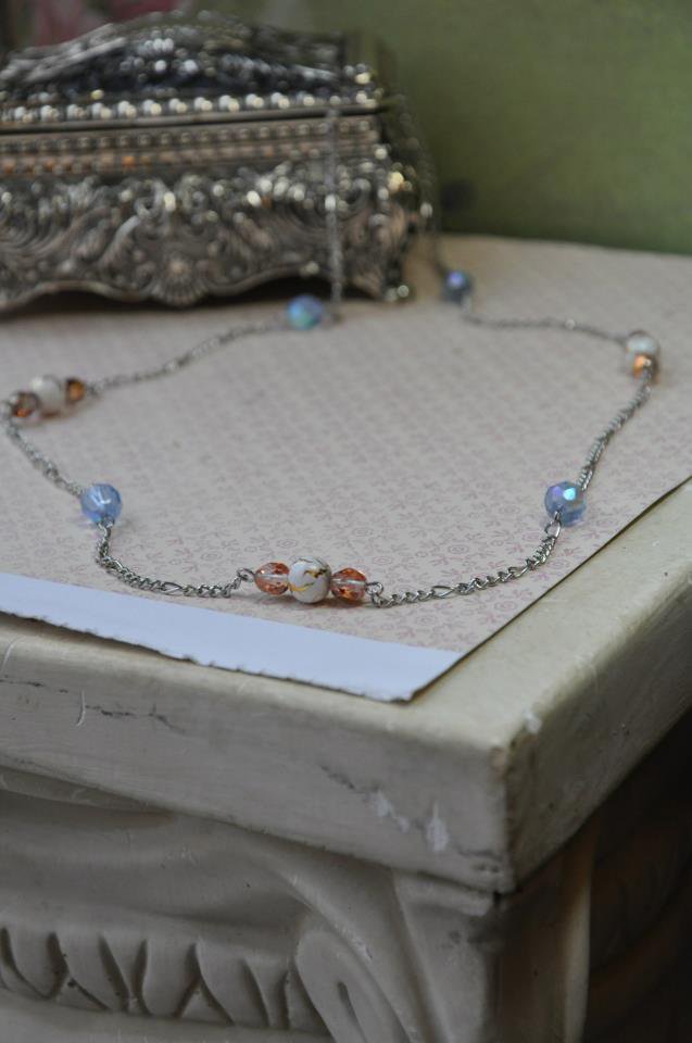 Blue and Gold Shimmer Chain Necklace