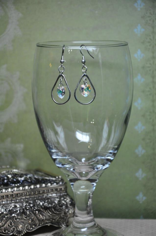 Swarovski Silver Heart Crystal Drop Earrings