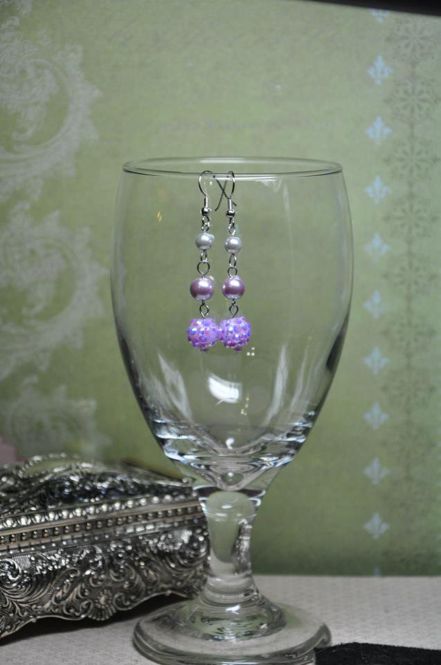 Lavender Pearl Glass Dangle Earrings