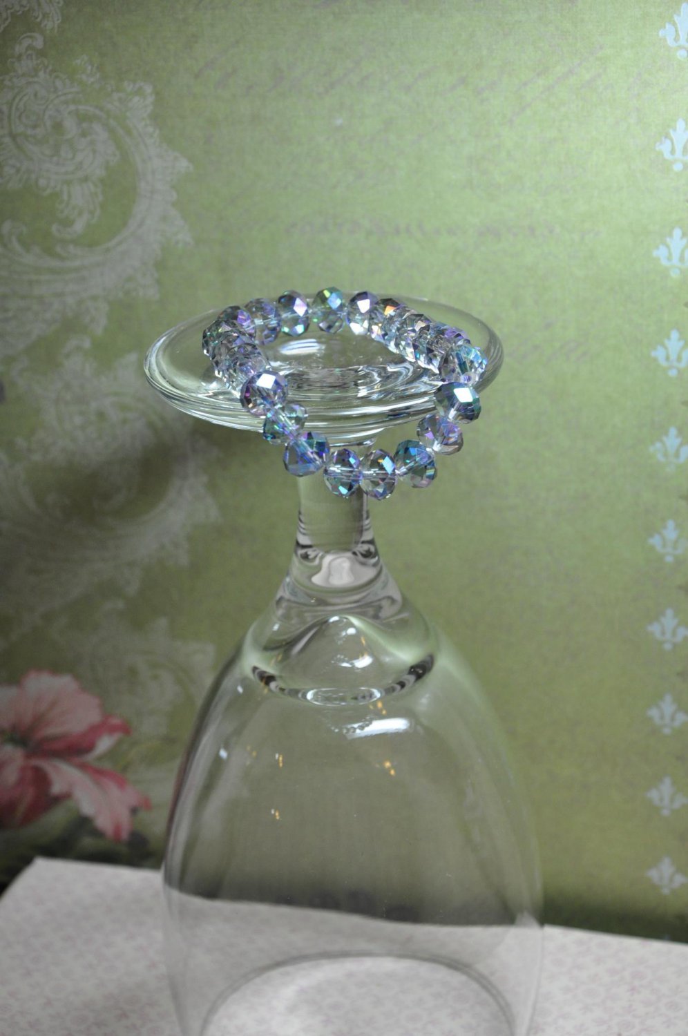 Blue Crystal Glass Bead Stretchy Bracelet