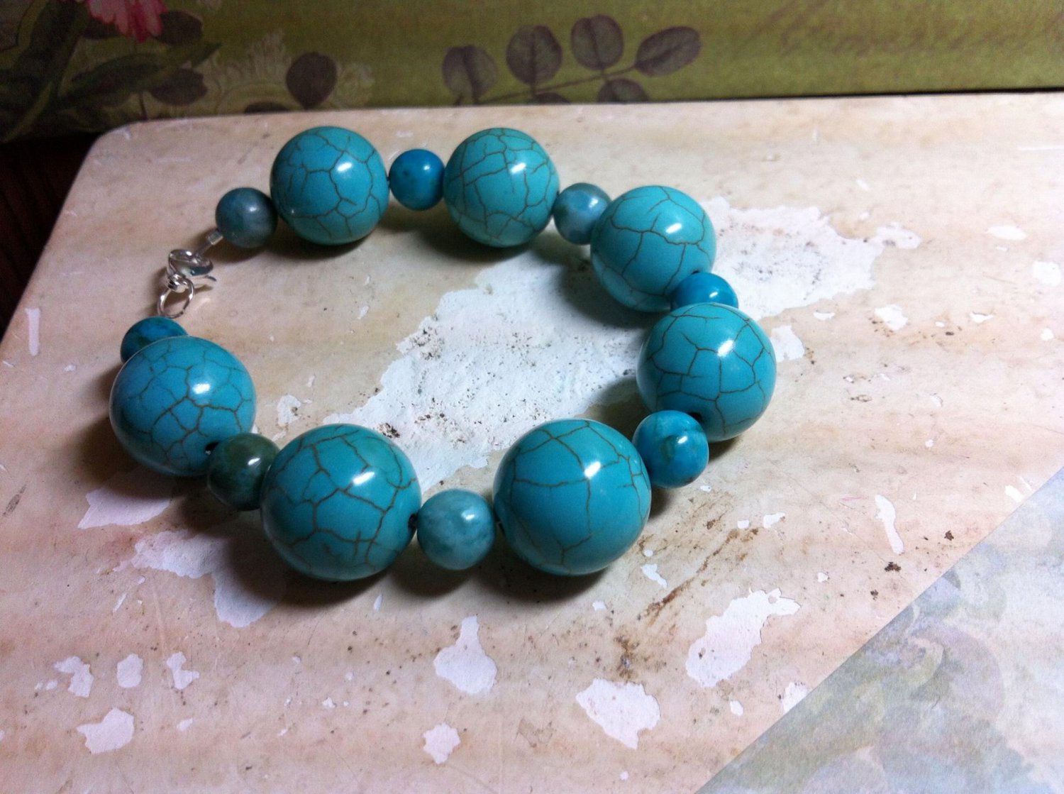 Blue Turquiose Chunky Bead Bracelet