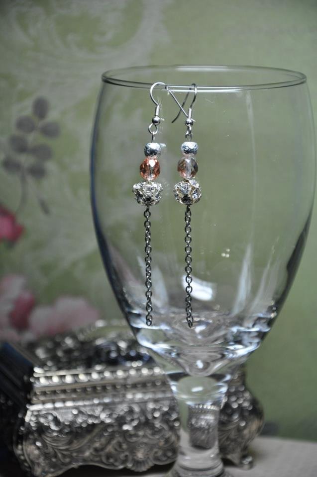 Gold and Grey Shimmer Chain Earrings