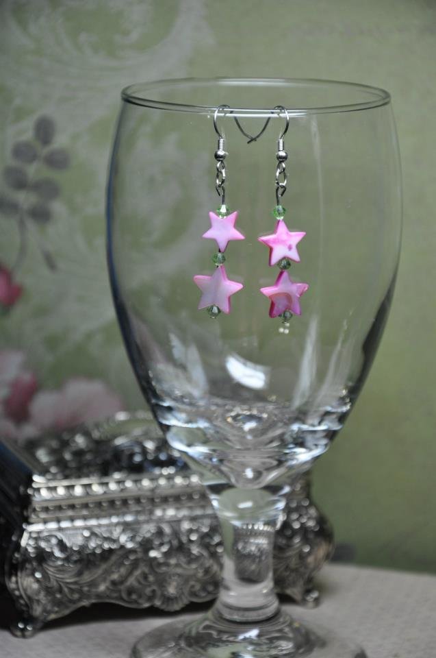 Pink Star Bead Earrings