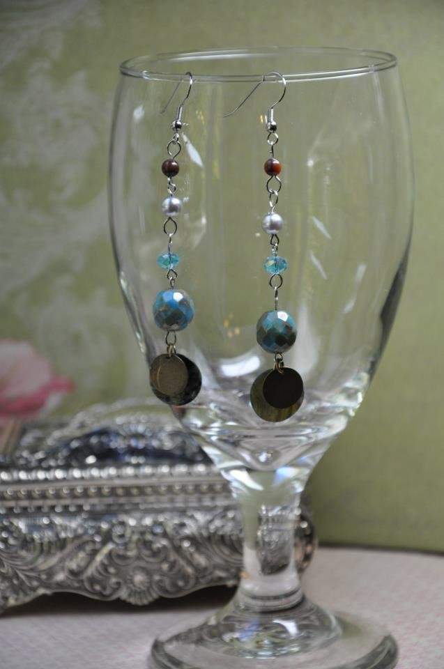Tiger Eye Gemstone Drop Bead Earrings
