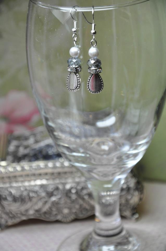 Unique Pearl and Crystal Charm Teardrop Handmade Earrings