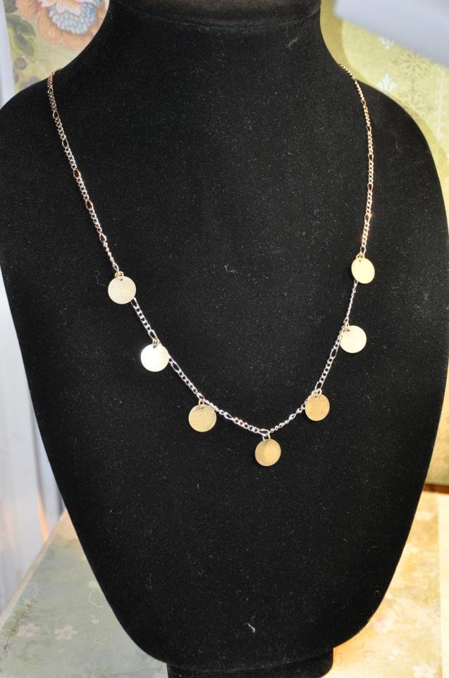 Bronze Charm Disc Bead Necklace Handmade