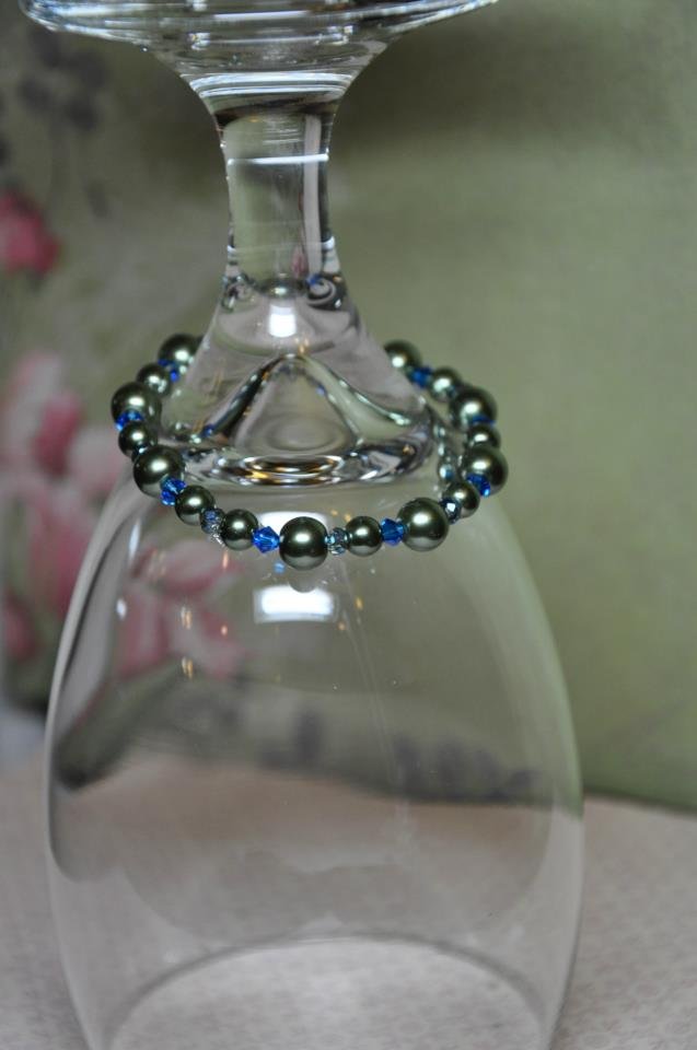 Unique Blue Bermuda Swarovski Stretchy Handmade Bead Bracelet