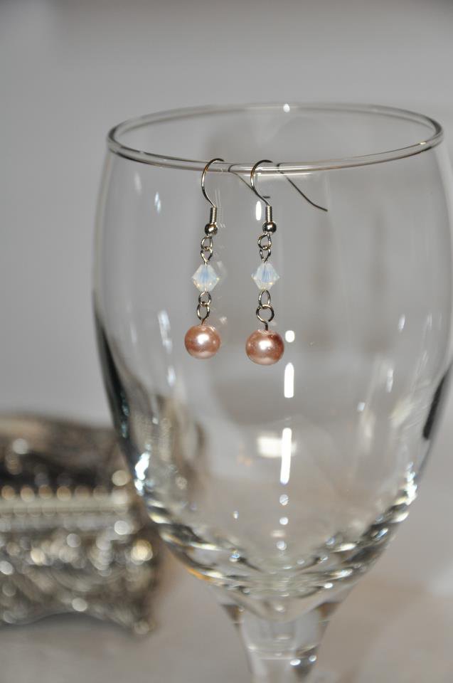 Brown and Pearl Drop Swarovski Bead Earrings