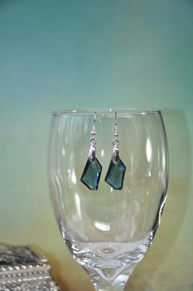 Denim Blue Swarovski Crystal Drop Earrings