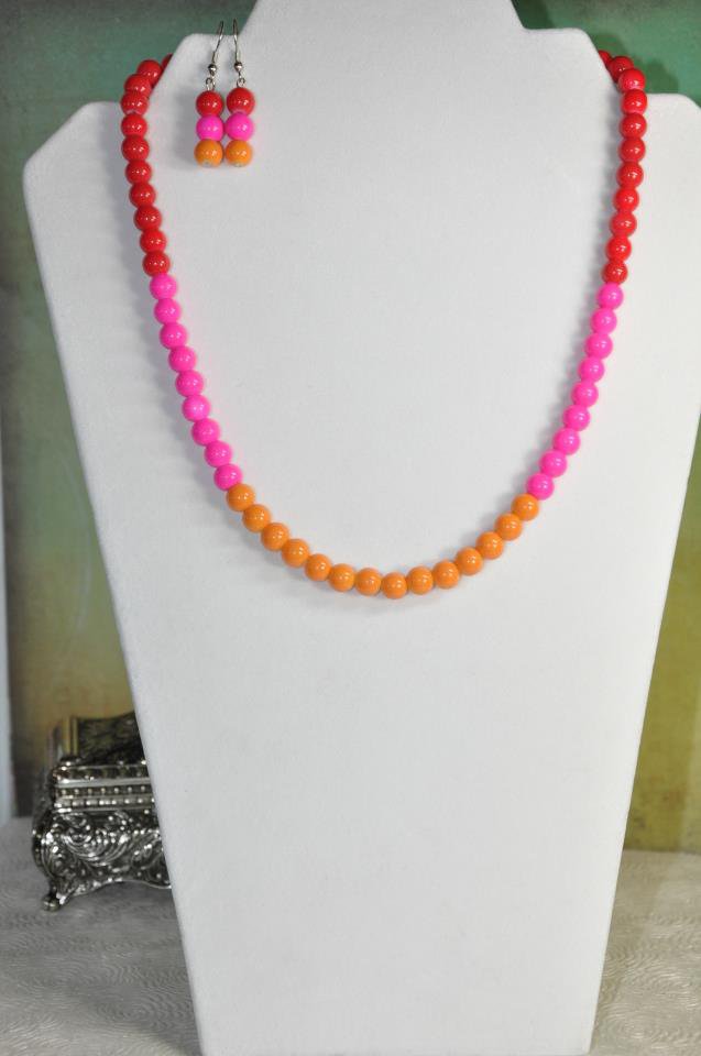 Pink Spring Bead Necklace Set