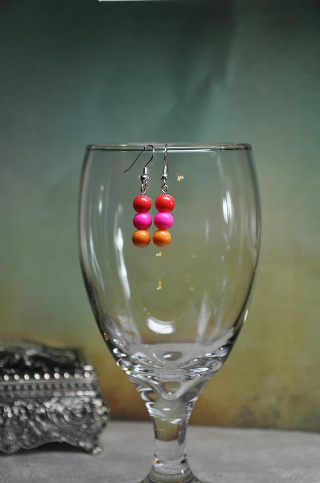 Pink Spring Bead Drop Earrings