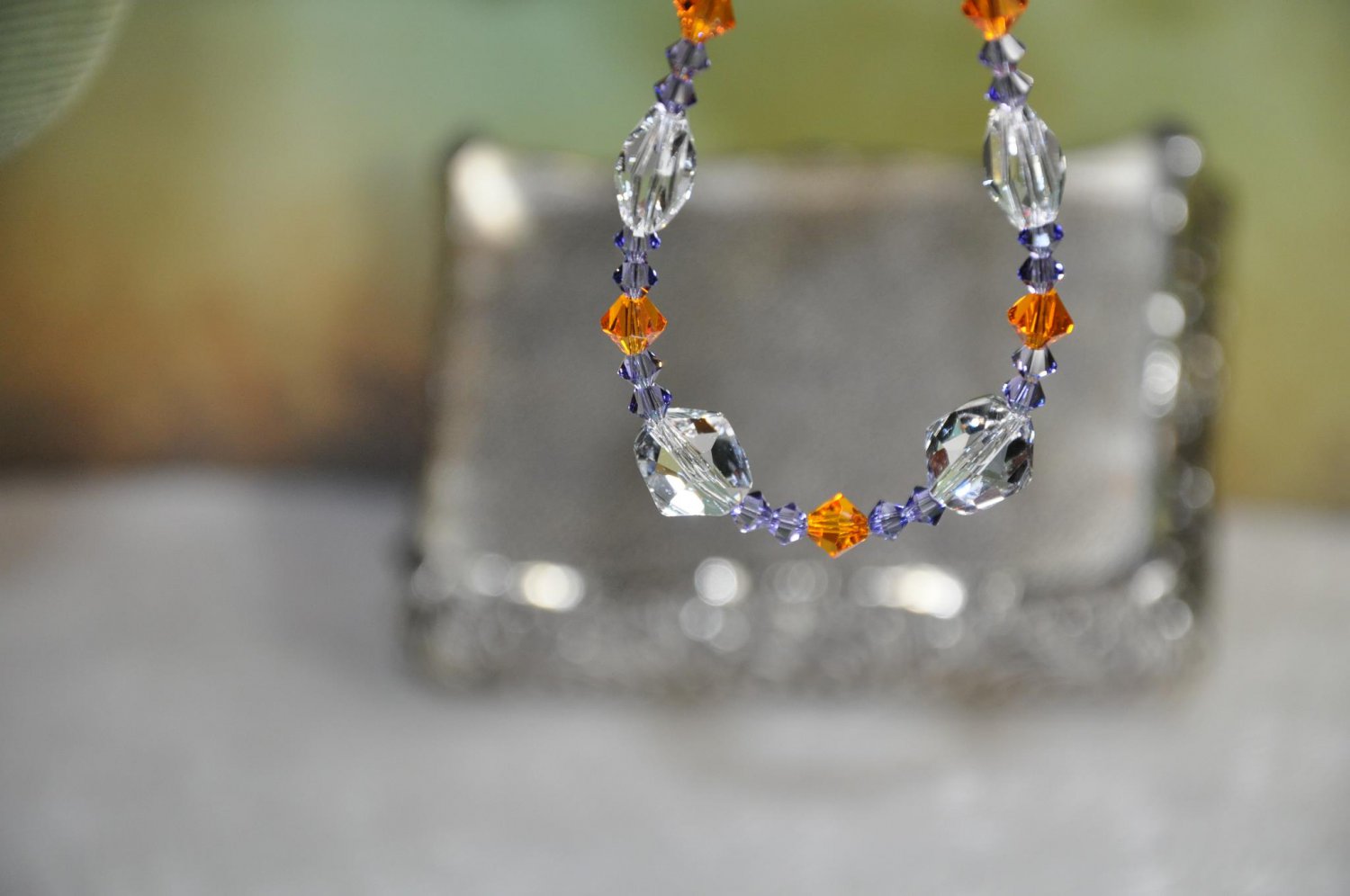 Handmade Bracelet Clemson Inspired Colors Swarovski Bicone Crystal Beads