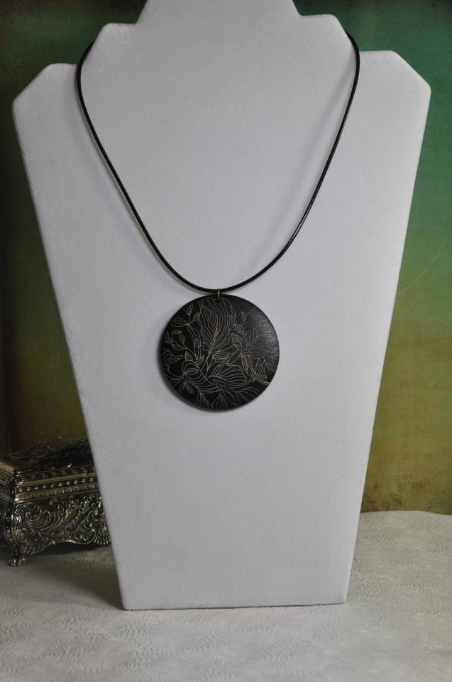Black Wood Pendant Necklace