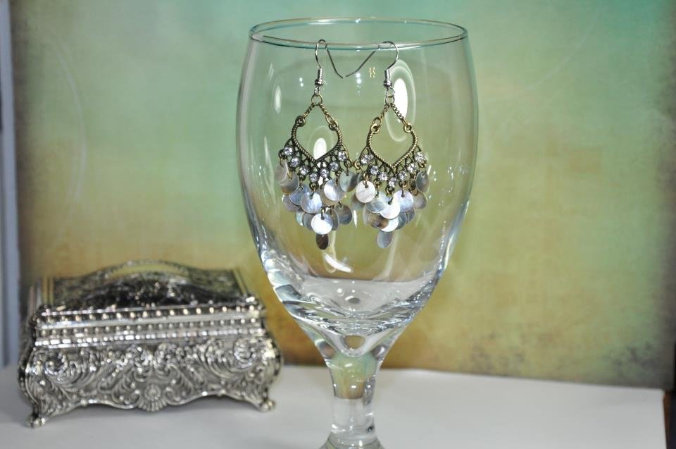 White Pearl Rhinestone Chandelier Bead Earrings