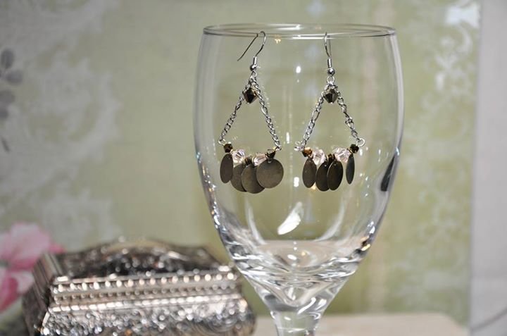 Bohemian Brown Swarovski Crystals Chandelier Earrings Handmade by Studio Bead Artist