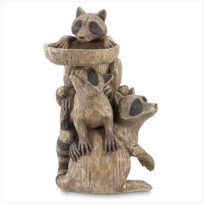 Raccoon Pedestal Birdfeeder