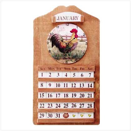 Rooster Calendar And Clock