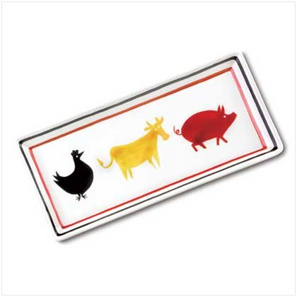 Cow, Chicken and Pig Ceramic Tray