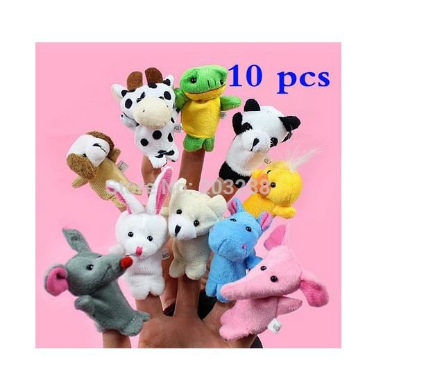 10X Zoo or Domestic Animal Finger Puppet Plush Toys Dolls Child Baby Favor