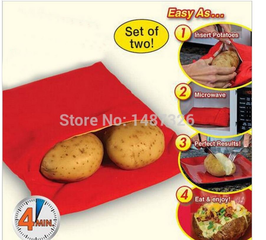 2X Baked Potato Cooking Bag Cooking Tools Steam Pocket In 4 Minutes Easy Cooking Potato Bag