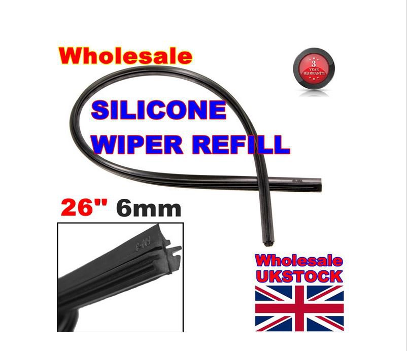 2 X Universal Vehicle Frameless Replacement Rubber Wiper Blade Refill 26" 6mm car wiper blade