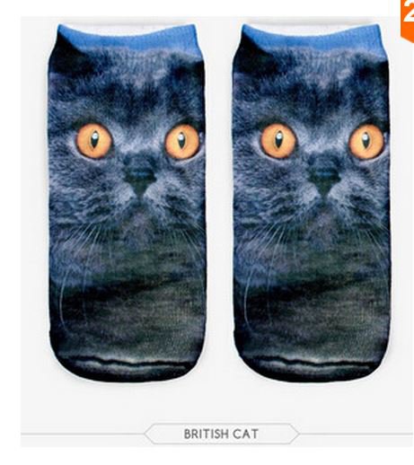 Cat 3D Print Animal women Socks Casual cartoon Socks Unisex Low Cut Ankle Socks