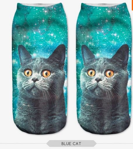 3D Sock Print Lovely Cat Polyester Contrast Color Meias Women