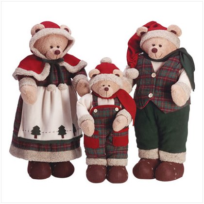 Discount Christmas Shopping: Fabric Christmas Bears Set / Set of 3