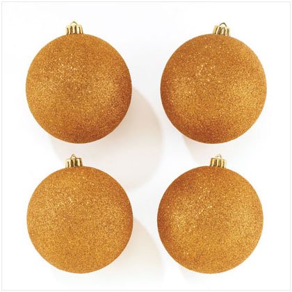 Discount Christmas Shopping: Gold Glitter Ornaments Set of 4