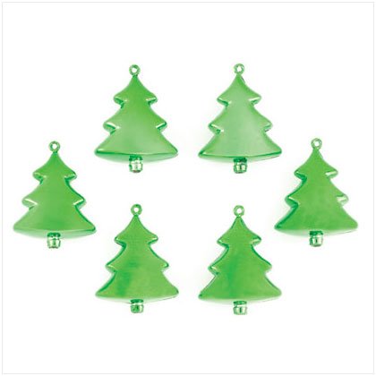 Discount Christmas Shopping: Green Christmas Tree Ornaments Set of 6