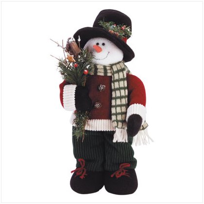 Discount Christmas Shopping: Posable Plush Dressed Snowman with Tophat