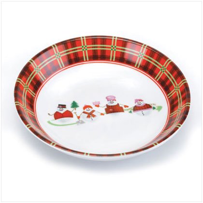 Discount Christmas Shopping: Porcelain Perfectly Plaid Snowman Candy Dish
