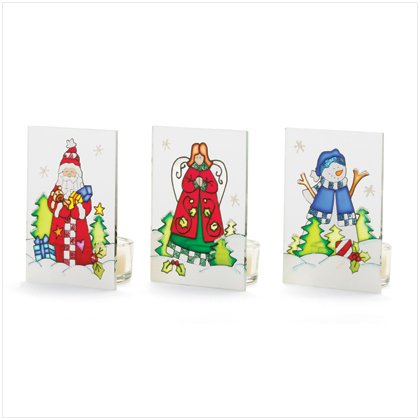 Discount Christmas Shopping: Santa, Angel and Snowman Candleholder Set of 3