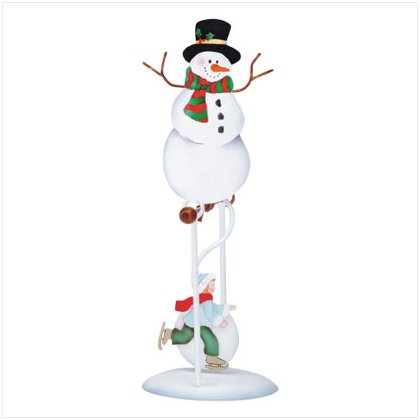 Discount Christmas Shopping: Snowman and Skater Swinging Sculpture
