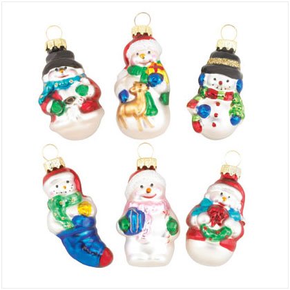 Discount Christmas Shopping: Glass Snowman Ornaments Set of 6
