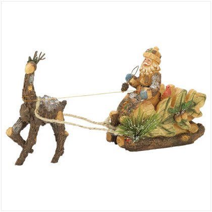 Discount Christmas Shopping: Wood Cut Santa with Reindeer