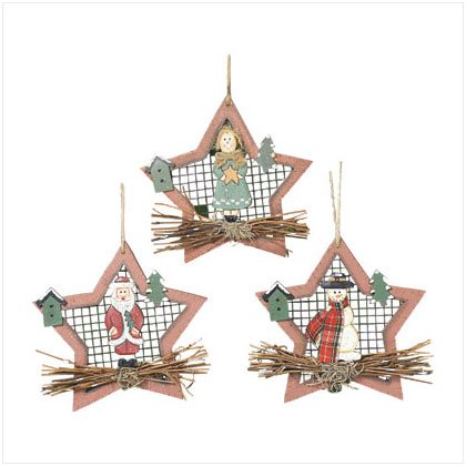 Discount Christmas Shopping: Wood Star Christmas Ornaments Set of 3