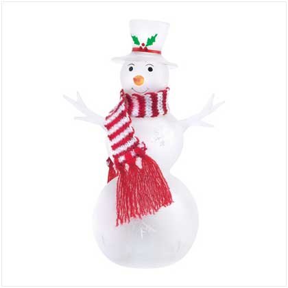 Discount Christmas Shopping: Snowman Glass Figure With LED Base