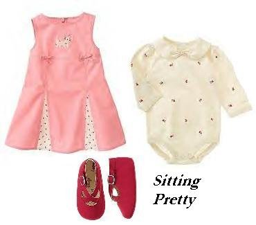 Gymboree SITTING PRETTY toile/kitty LOT of 3 Pieces