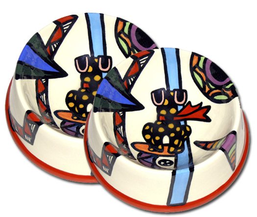 Psycedelic Large Handpainted Personalized Dog Bowl