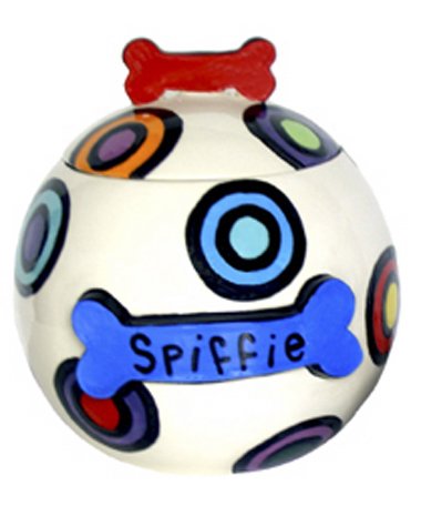 Spiffie - 7 Inch Dog Treat Jar - Handpainted - Personalized