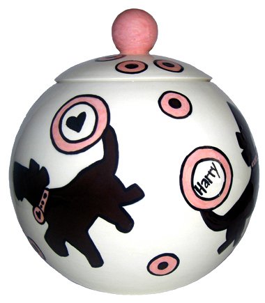 Crunchtime Gone Pink! - Dog Treat Jar - 7 Inch - Handpainted - Personalized