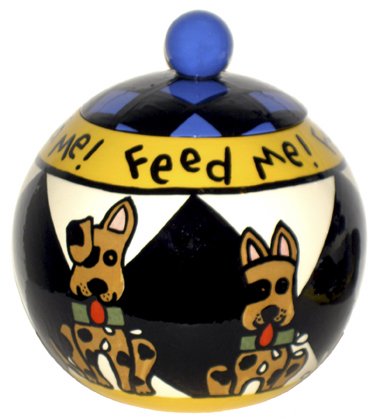 Feed Me - Dog Treat Jar - 7 Inch - Handpainted - Personalized