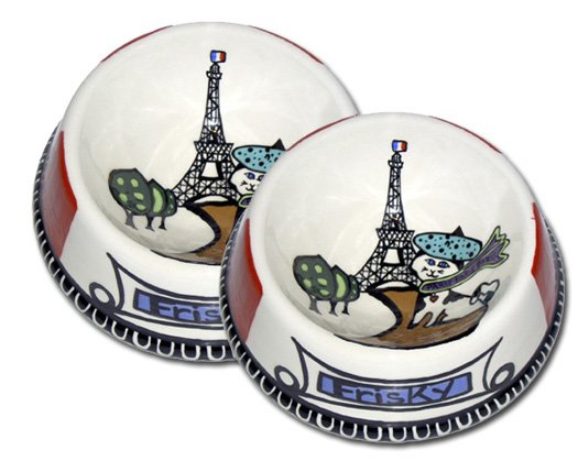 J'adore Paris - Set Of Cat Bowls - Handpainted - Persoanalized