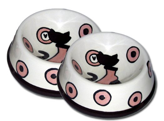 Crunchtime Gone Pink! - Set Of Two Cat Bowls - Handpainted - Personalized