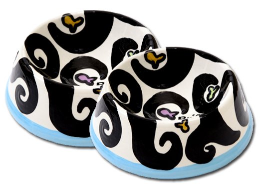 Black and White With Colour - Cat Bowls - Handpainted - Personalized