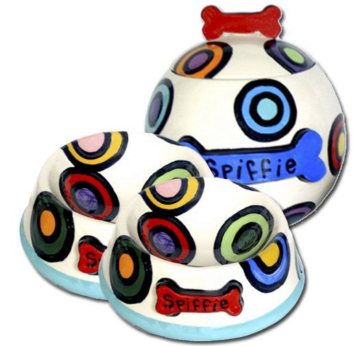 Spiffie - Small Dog Bowls And Small Pet Dog Treat Jar