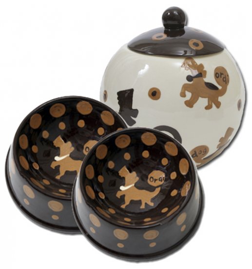Crunchtime - Small Set Of Dog Bowls - Small Pet Dog Treat Jar Combo