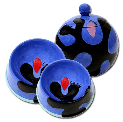 Bloop - Small Set Of Dog Bowls - Small Pet Dog Treat Jar Combo