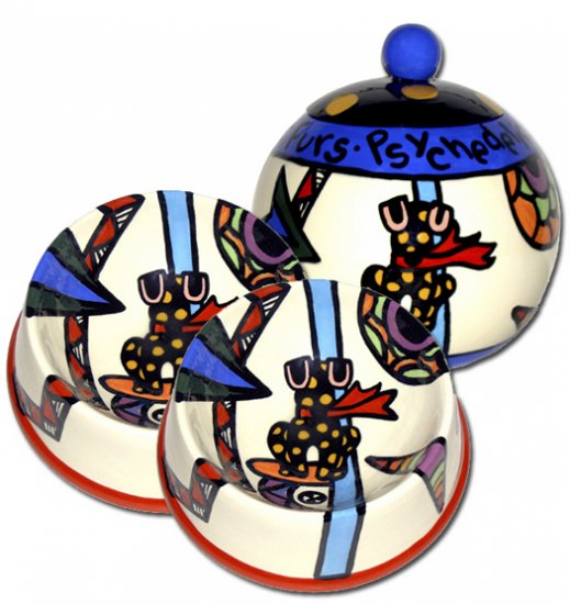 Psychedelic Furs - Small Set Of Dog Bowls - Small Pet Dog Treat Jar